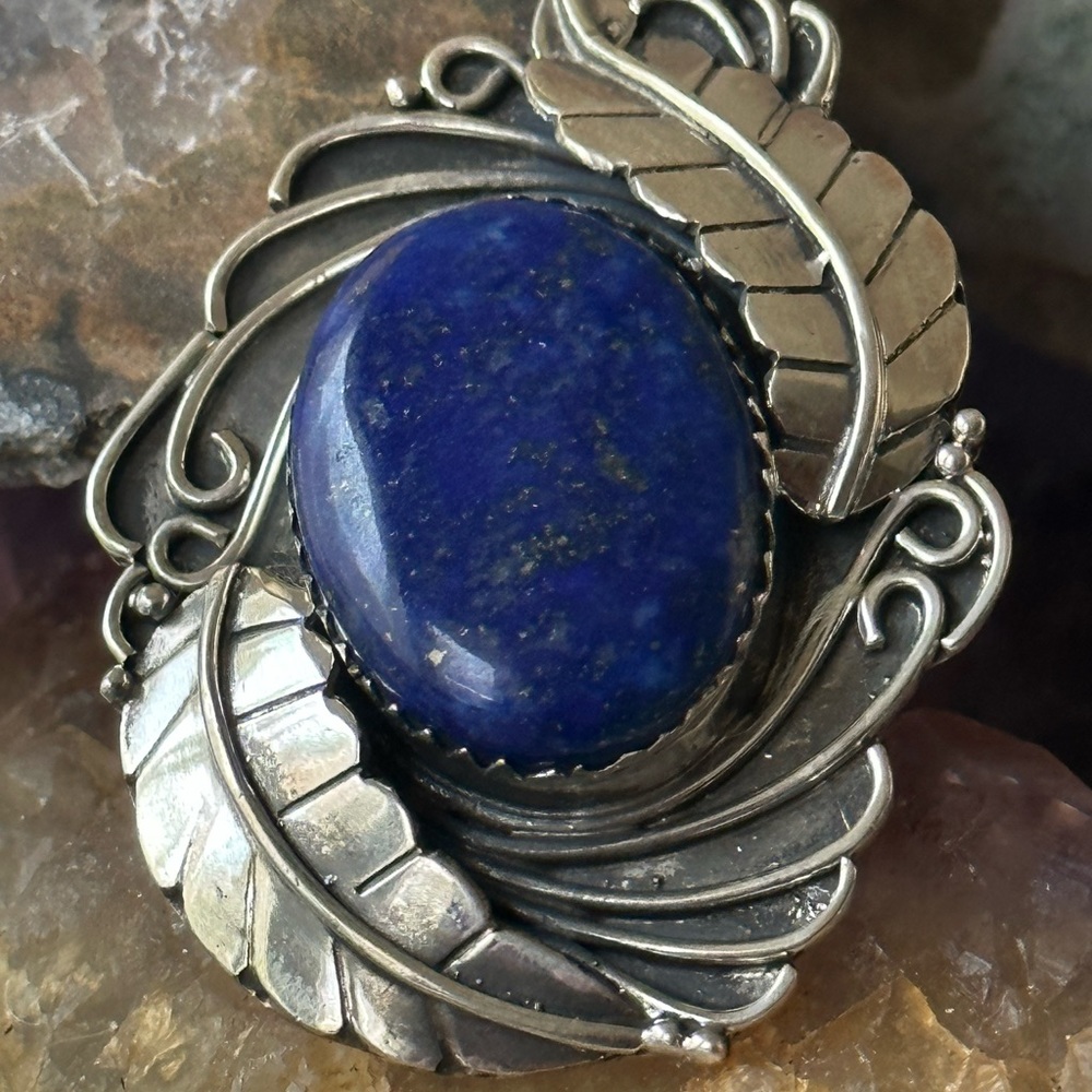 Lapis Statement Sterling Silver Southwestern Ring - image 3